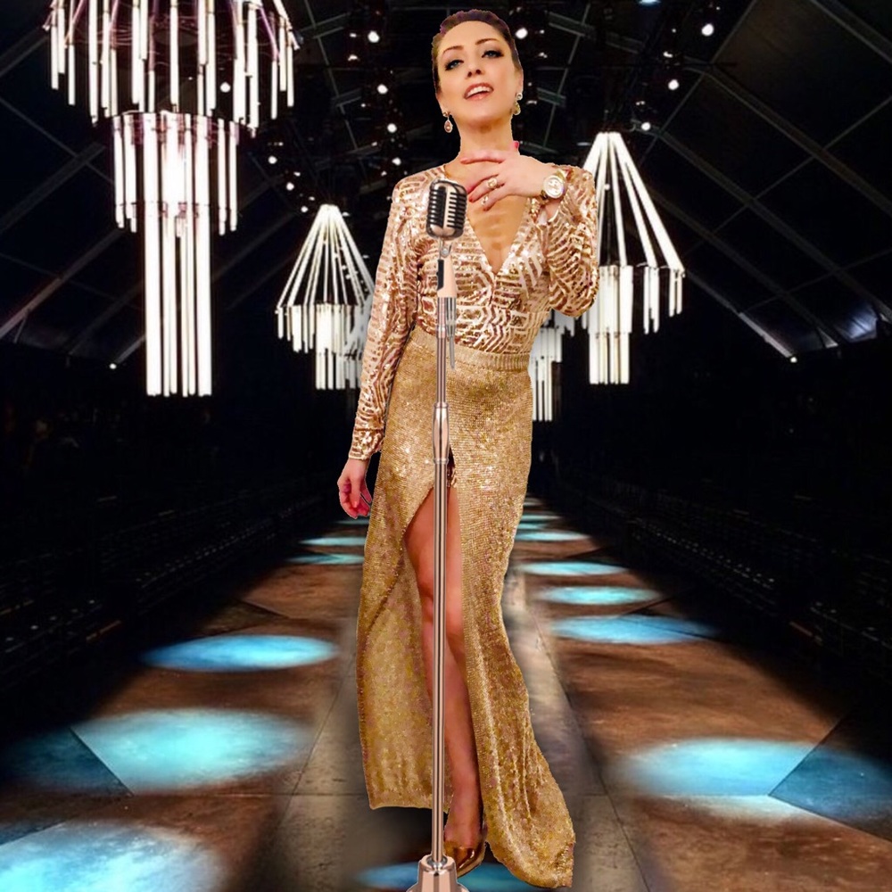 Rose Gold Metallic Knit Skirt/Swim Coverup